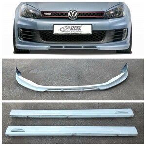 VW Golf 6 RDX RACING aero front spoiler lip spoiler side step GTI head light tail muffler wheel shock absorber 