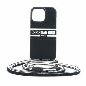 クリスチャンディオール Christian Dior スマートフォンケース iPhone13 Proケース レザー ブラック h29967gの画像1