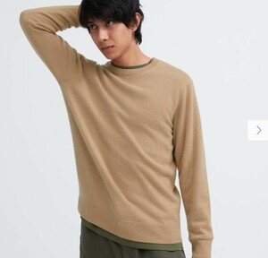 [新品・未着用品]メンズ/男性用/アウター/トップス/ カットソー　UNIQLOユニクロ　カシミヤ　クルーネック セーター　長袖　M 　ベージュ