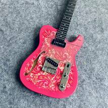 両面ピンクペイズリー　クリアカラーピックガード　フロントP９０　テレキャスターシンラインモデル　Showman guitar_画像3