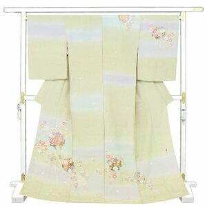 Art hand Auction ※店舗改装･在庫一掃売り尽くし!【仕立無料】京友禅工芸｢幻想ボカシの美｣手描き, 本金彩四季花丸文礼装標品訪問着(s10275), 女性和服, 着物, 訪問着, 未仕立て