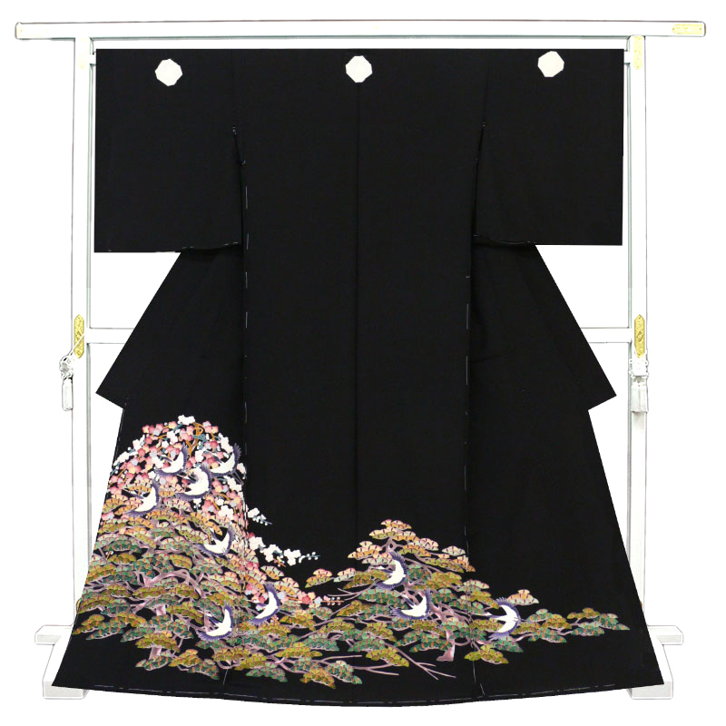 ※ ¡Renovación de tienda y venta de liquidación de inventario! [Sastrería gratuita] Kimono negro tradicional Kyoto Yuzen teñido a mano ☆ Kaga Gosai Keicho Maizuru diseño nn12204, moda, kimono de mujer, kimono, tomesode