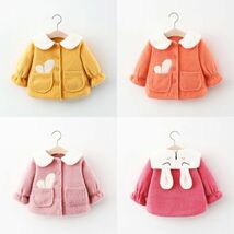 ♪ｍineka♪ベビーウサギ耳防風ウォームコート 子供服 秋冬コート 暖かい アウター オレンジ キッズ 普段着 通園 遠足80cm 212066_画像5