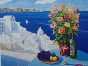 Art hand Auction Fujishoshu, [Summer Santorini], From a rare art book, Good condition, Brand new high quality framed, free shipping, Western painting oil painting Japanese painter, arte, painting, oil painting, Nature, Landscape painting