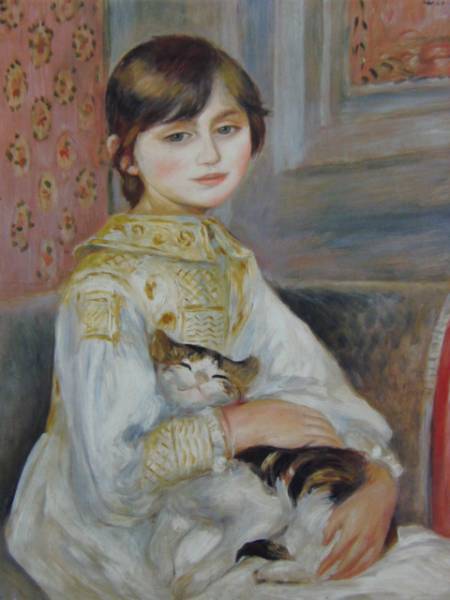 Pierre Auguste Renoir, Julie Manet (oder Kind, das eine Katze hält), Aus einem superseltenen Kunstbuch, Ganz neu mit Rahmen, iafa, Malerei, Ölgemälde, Porträt