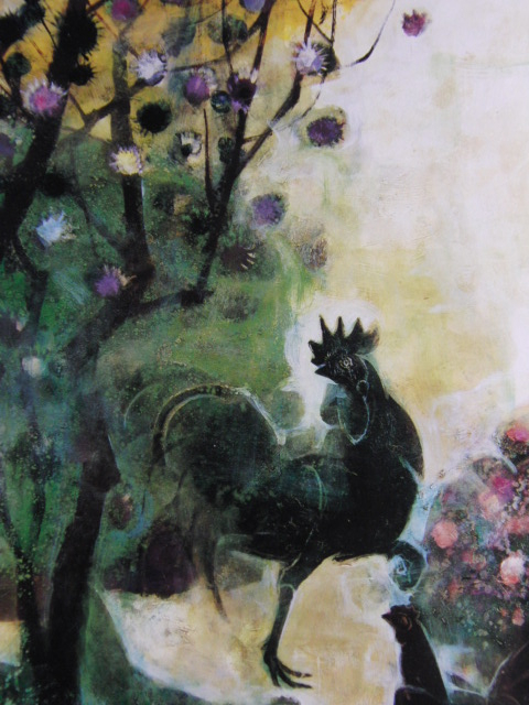 Keiichi Kiyohara, [Pollo verde fresco jugando], De un libro de arte raro, Buen estado, Nuevo enmarcado de alta calidad., envío gratis, Pintura occidental pintura al óleo pintor japonés, pájaro animal pintura zodiaco, arte, cuadro, pintura al óleo, dibujo de animales