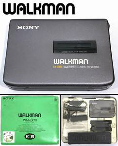 美品 SONY WALKMAN WM-EX70 made in japan ソニー カセット ウォークマン 日本製 希少な当時物の紙箱 付属品一式 付き ジャンク品 通電OK