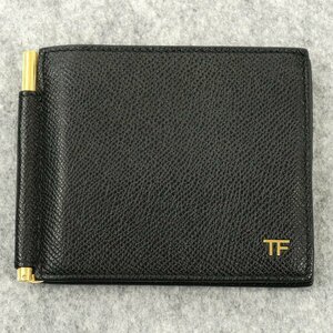 TOMFORD トムフォード 2つ折り レザー カードケース 名刺入れ ブラック ゴールド金具 [538]