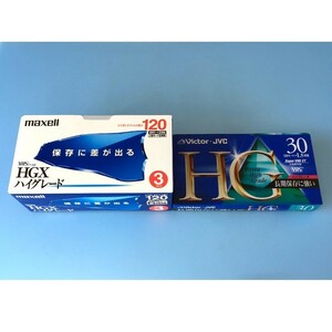 [bcl]/ 未開封品 VHS 4巻セット /『マクセル HGX（ハイグレード）120 ３巻 / ビクター HG 30 １巻』