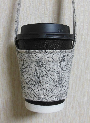 ○Coffee sleeve○Floral pattern Cotton poly○Handmade Cup holder Convenience store size SM, sewing, embroidery, Finished product, others