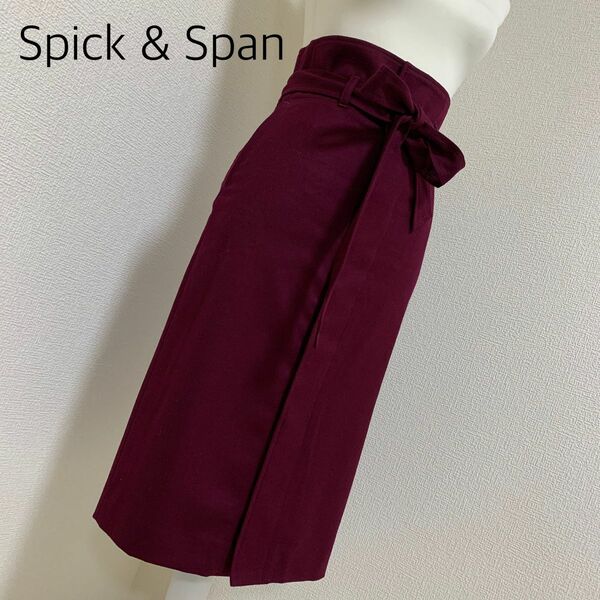 定価16500円◆ 【中古美品】Spick and Spanフロントボタンタイトスカート　ボルドー　サイズ36