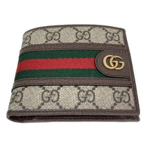 ◎◎ GUCCI グッチ 二つ折り財布 オフィディア GGスプリーム 箱・布袋付 597609 グリーン x レッド やや傷や汚れあり_画像2