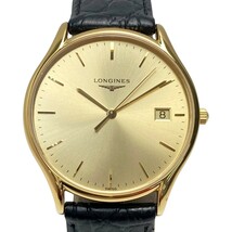 ☆☆ LONGINES ロンジン リール デイト L4.759.2 ゴールド文字盤 クォーツ メンズ 腕時計 Lyre やや傷や汚れあり_画像1