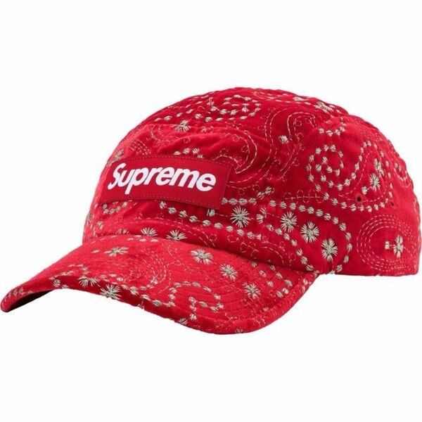 Supreme Velvet Paisley Camp Cap Red