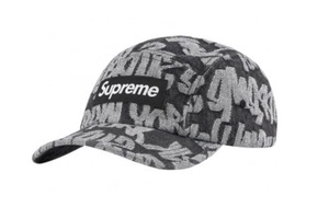 Supreme 22SS FAT TIP JACQUARD DENIM CAMP CAP Black シュプリーム ファットティップ デニムキャンプキャップ ブラック BOX LOGO