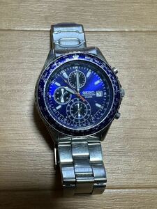 SEIKO セイコー CHRONOGRAPH クロノグラフ 7T92-0CF0 メンズ 腕時計 アナログ シルバー ブルー文字盤 カレンダー ステンレス 