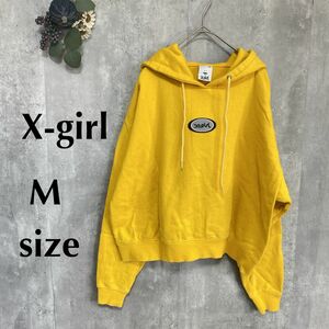 x-girl スエット パーカー　フードプルオーバージャンバー イエロー　M スウェットパーカー