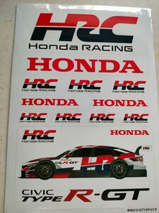 ホンダレーシング　Honda　HRC RACING ステッカー　レーシングシールCIVIC TYPE R-GT　デカール　1　即日発送　匿名配送　