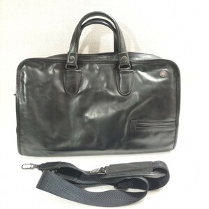 青木鞄 la GALLERIA 牛革×ナイロン ブリーフケース 日本製 黒
