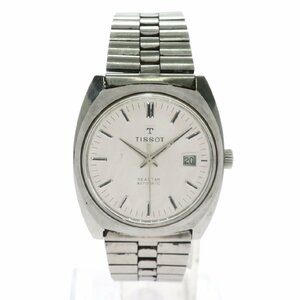 1円スタート TISSOT ティソ SEASTAR シースター デイト 自動巻き AT ラウンドフェイス 3針 純正ベルト シルバー文字盤 メンズ 現状不動