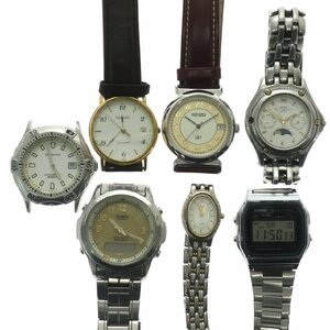 1円スタート 腕時計 まとめ7点セット CITIZEN シチズン CASIO カシオ TISSOT 他 クォーツ ソーラー デイデイト ムーンフェイズ 稼動品 含