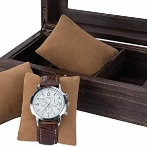 サイズ: 3本_ブラウン 木目PU 腕時計収納ケース 腕時計収納ボックス コレクションケース 3本用 ブラウン, 3本の画像3