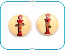 E241 【 I 】 アルファベット ウッド ボタン クリスマス 2ホール 2個セット 木製 イニシャル ハンドメイド 材料 素材 手芸 裁縫 DIY パーツ_画像1