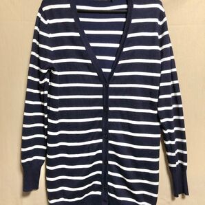 オフィスカジュアル カーディガン 長袖 ロング ストライプ