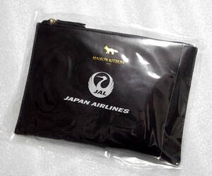 即決 新品 未開封 JAL × メゾンキツネ MAISON KITSUNE アメニティ ポーチ ブラック 非売品 未使用 バッグ JAL 日本航空