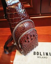 最上級逸品*16万◆イタリア・ミラノ発*BOLINI/ボリニ・最上級牛革・クロコダイル*ショルダーバッグ/リュックサック_画像5