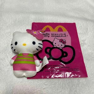 マクドナルドコラボハローキティ ぬいぐるみ　ストライプフラワー