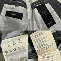 未使用に近い◎ XL相当 52 HUGO BOSS ヒューゴボス テーラードジャケット 最高級◎ マルゾット社生地　marzotto 灰色 グレー 千鳥柄 ウール_画像3