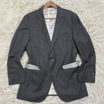 未使用に近い◎ XL相当 52 HUGO BOSS ヒューゴボス テーラードジャケット 最高級◎ マルゾット社生地　marzotto 灰色 グレー 千鳥柄 ウール_画像4