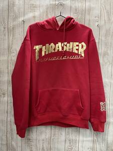 送料無料S81266 THRASHER パーカー スラッシャー プルオーバー 裏起毛 スウェット 赤 RED トップス M