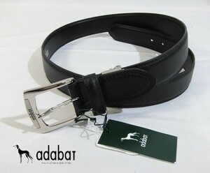 L日12881新品▼おすすめ!! アダバット ロゴバックル 牛革レザー ベルト 黒 adabat メンズ 牛革 カット調節可能 ビジネス カジュアル