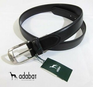 L木12819新品▼おすすめ!! アダバット ロゴバックル 牛革レザー ベルト 黒 adabat メンズ 牛革 カット調節可能 ビジネス カジュアル