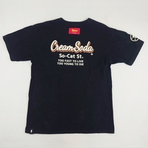 CREAM SODA クリームソーダ 半袖 Tシャツ ブラック So-Cat St. 黒 メンズ ドクロ ピンクドラゴン【中古】_画像5