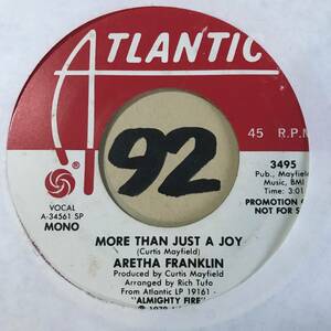 新品 カーティス・メイフィールド・プレゼンツ ARETHA FRANKLIN MORE THAN JUST A JOY MONO/STEREO PROMO PRESS 1978 