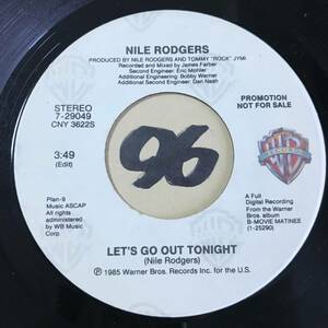 試聴 NILE RODGERS LET’S GO OUT TONIGHT STEREO PROMO PRESS 両面EX+ 