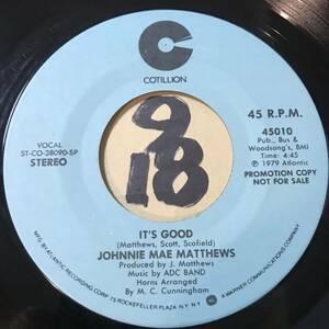 試聴 JOHNNIE MAE MATTHEWS WITH ADC BAND IT’S GOOD 両面EX SOUNDS EX+ 