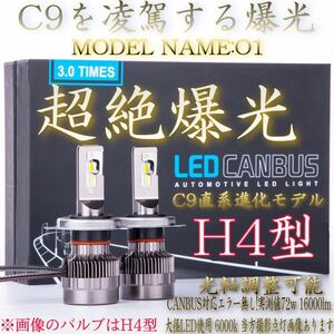 H4 超絶爆光　LED ヘッドライト　バルブ　O1 　ハイロー切替 Hi/Lo 切替 ちるみなC9 ちるみなLED CHILLMINA LIGHTNING 光軸調整