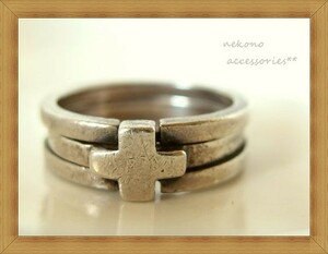 ★ Silver925/Silver ★ Cross/Cross Embess Decoration ★ Большое и густое плоское кольцо/кольцо ★ 16