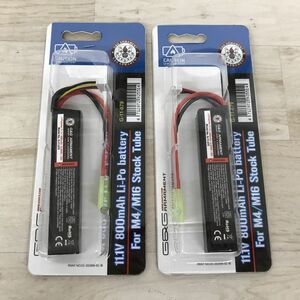 未開封品 G&G ARMAMENT G-11-079 リポバッテリー 11.1V 800mAh 2本セット M4/Ｍ16 StockTube [N0268]