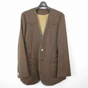 18AW 18FW The Letters ザ レターズ Western Collarless Concho Jacket. ウール コンチョボタン ノーカラー 2B ジャケット BROWN S