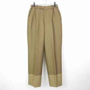 19AW 19FW Text テキスト CLASSIC PLEATED TROUSERS ウール バイカラー 配色切り替え タック トラウザー パンツ OLIVE BROWN 2