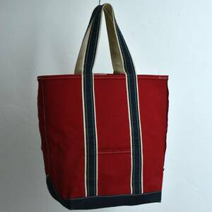 Бакибаки! Редкий! Тор размер! 80S L.L.Bean Deluxe Boat и Tote Canvas Tag Tote Bag Vintage Red Navy