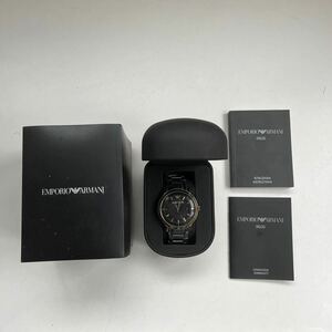 EMPORIO ARMANI エンポリオ アルマーニ　腕時計　箱付き　フルセット　黒文字盤　電池切れ　正規品　アナログ　時計　