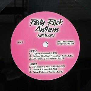 LMFAO/PARTY ROCK ANTHEM (REMIXES)/NOT ON LABEL (LMFAO) LMFAOPRA001 12