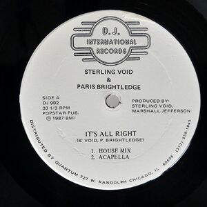 STERLING VOID/IT’S ALL RIGHT/D.J. INTERNATIONAL DJ902 12