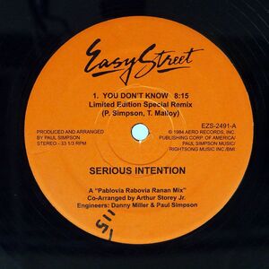 SERIOUS INTENTION CULTURAL VIBE/YOU DON’T KNOW MA FOOM BEY/EASY STREET EZS-2491 12